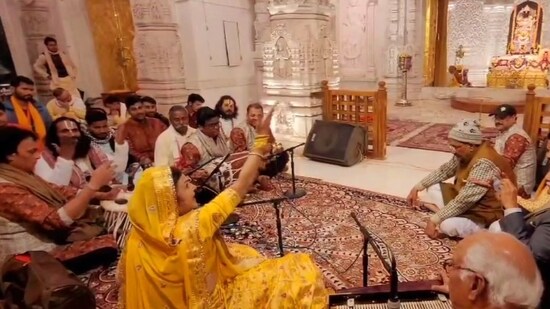 Malini Awasthi performing at Shri Ram temple, Ayodhya on Monday