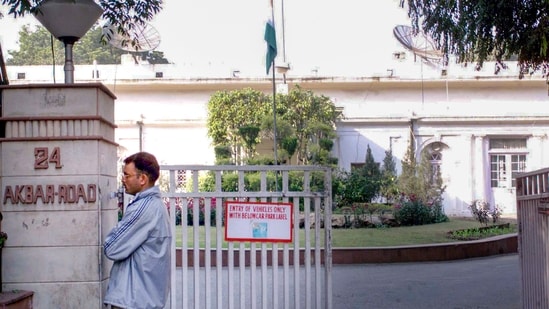 All India Congress Committee (AICC) headquarters in New Delhi. (PTI Photo)