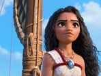 This image released by Disney shows the character Moana, voiced by Auli'i Cravalho, in a scene from "Moana 2." (Disney via AP) This image released by Disney shows the character Moana, voiced by Auli'i Cravalho, in a scene from "Moana 2." (Disney via AP)