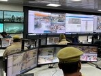 Mahakumbh, day 3: Police officers monitor screens at the Integrated Command and Control Center which is set up to manage and control the crowd during the ongoing Maha Kumbh Mela in Prayagraj, January 15, 2025 (Reuters)