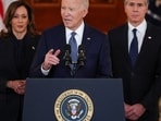 US President Joe Biden speaks after negotiators reached a phased deal for a ceasefire in Gaza between Israel and Hamas, during remarks at the White House in Washington.