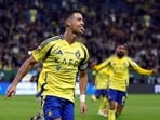 Al Nassr's Cristiano Ronaldo celebrates scoring a goal.