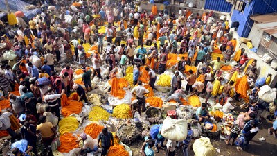 A flower market in Kolkata. (ANI) A flower market in Kolkata. (ANI)
