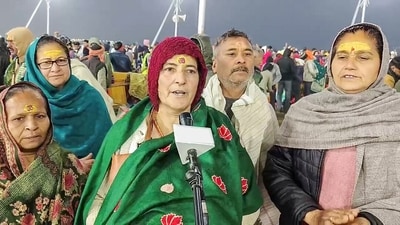 Mahakumbh, day 3: A devotee speaks to the media at Triveni Sangam during the Maha Kumbh 2025, in Prayagraj on Wednesday. (ANI ) Mahakumbh, day 3: A devotee speaks to the media at Triveni Sangam during the Maha Kumbh 2025, in Prayagraj on Wednesday. (ANI )