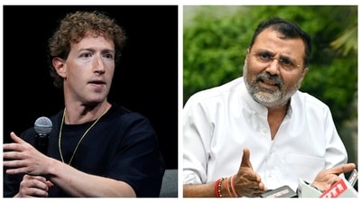 Meta CEO Mark Zuckerberg (Left) and BJP MP Nishikant Dubey . (Agencies) Meta CEO Mark Zuckerberg (Left) and BJP MP Nishikant Dubey . (Agencies)