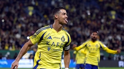 Al Nassr's Cristiano Ronaldo celebrates scoring a goal. (REUTERS)