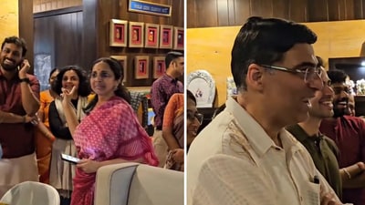 Aruna Anand's comments prompted laughter from everyone around including husband Vishwanathan Anand. (X/ @JohnyBravo183) Aruna Anand's comments prompted laughter from everyone around including husband Vishwanathan Anand. (X/ @JohnyBravo183)