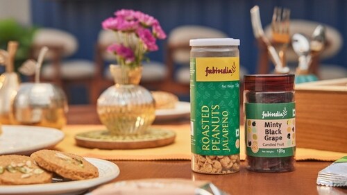 Indulge in Fab India's roasted peanuts jalapeno and minty black grape. Indulge in Fab India's roasted peanuts jalapeno and minty black grape.