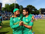 Sarfaraz Ahmed with Babar Azam during Champions Trophy 2017.