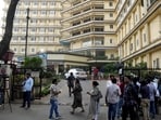 Media personnel outside Lilavati hospital where Bollywood actor Saif Ali Khan underwent surgery after he was stabbed repeatedly by an intruder at his home.