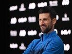 Serbia's Novak Djokovic speaks at a press conference. Serbia's Novak Djokovic speaks at a press conference.