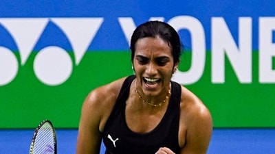 PV Sindhu celebrates during a match. (Mohd Zakir) PV Sindhu celebrates during a match. (Mohd Zakir)