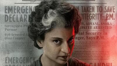 Actor-turned-politician Kangana Ranaut as former prime minister Indira Gandhi in the poster of her film, Emergency.