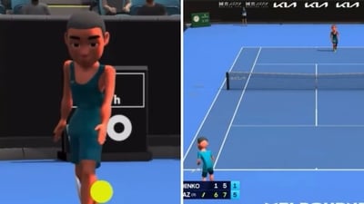 The animated avatars mirror the movements of the real-life player in the Australian Open's YouTube streaming. (Screengrab (X)) The animated avatars mirror the movements of the real-life player in the Australian Open's YouTube streaming. (Screengrab (X))