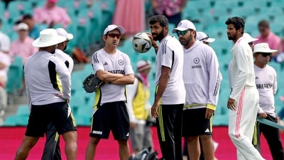 India's captain Jasprit Bumrah (C) talks with coach Gautam Gambhir (3rd L) and teammates before the start of day three of the fifth cricket Test match between Australia and India (AFP) India's captain Jasprit Bumrah (C) talks with coach Gautam Gambhir (3rd L) and teammates before the start of day three of the fifth cricket Test match between Australia and India (AFP)