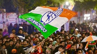Supporters cheer during a public rally of Congress MP & Lok Sabha LoP Rahul Gandhi at Seelampur in Delhi. (X/Congress) Supporters cheer during a public rally of Congress MP & Lok Sabha LoP Rahul Gandhi at Seelampur in Delhi. (X/Congress)