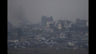 Destroyed buildings by Israeli bombardments as seen inside the Gaza Strip from southern Israel, Thursday, Jan. 16, 2025. (AP Photo/Ariel Schalit) (AP) Destroyed buildings by Israeli bombardments as seen inside the Gaza Strip from southern Israel, Thursday, Jan. 16, 2025. (AP Photo/Ariel Schalit) (AP)