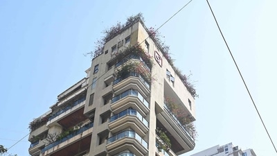A general view of the apartment building that houses the residence of Bollywood actor Saif Ali Khan at Sadguru Sharan in Mumbai. (AFP)