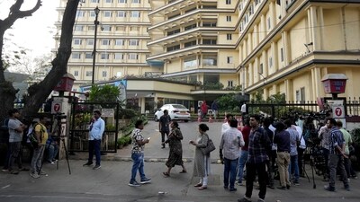 Media personnel outside Lilavati hospital where Bollywood actor Saif Ali Khan underwent surgery after he was stabbed repeatedly by an intruder at his home. (REUTERS)