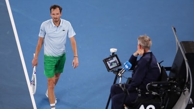 Russia's Daniil Medvedev speaks to the umpire during his men's singles match against USA's Learner Tien on day five of the Australian Open tennis tournament in Melbourne on January 16, 2025 (AFP) Russia's Daniil Medvedev speaks to the umpire during his men's singles match against USA's Learner Tien on day five of the Australian Open tennis tournament in Melbourne on January 16, 2025 (AFP)