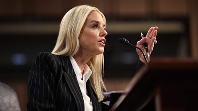 WASHINGTON, DC - JANUARY 15: Former Florida Attorney General Pam Bondi testifies before the Senate Judiciary Committee during her confirmation hearing to be the next U.S. attorney general in the Hart Senate Office Building on Capitol Hill on January 15, 2025 in Washington, DC. Bondi, who was nominated by President-elect Donald Trump, defended him during his first impeachment trial in 2020 and publicly supported false claims that the 2020 election was stolen from him.   Chip Somodevilla/Getty Images/AFP (Photo by CHIP SOMODEVILLA / GETTY IMAGES NORTH AMERICA / Getty Images via AFP) (Getty Images via AFP)