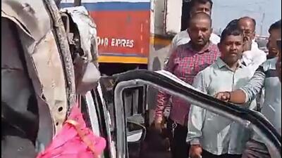 We had set up an interception point in Shikrapur and the container was stopped, the locals thrashed the driver due to which he sustained injuries, said police. (VIDEO GRAB)
