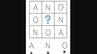 The puzzle presents a 3x3 grid filled with three letters -- A, E and O. (X/@Brainy_Bits_Hub) The puzzle presents a 3x3 grid filled with three letters -- A, E and O. (X/@Brainy_Bits_Hub)