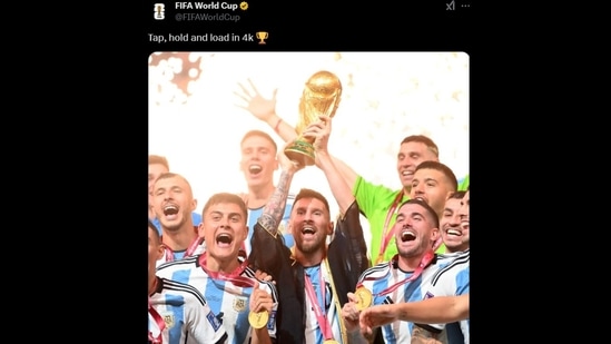 FIFA took part in the ‘tap, hold and load in 4k’ viral trend. (X/@FIFAWorldCup)