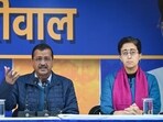 AAP national convener Arvind Kejriwal (centre) flanked by party leaders Sanjay Singh and Atishi in New Delhi. (Sanchit Khanna/ HT Photo) AAP national convener Arvind Kejriwal (centre) flanked by party leaders Sanjay Singh and Atishi in New Delhi. (Sanchit Khanna/ HT Photo)