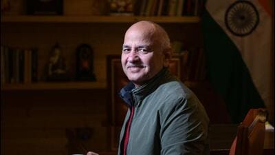AAP leader Manish Sisodia at his house on Rajendra Prasad Road on Friday. (RAJ K RAJ /HT PHOTO)