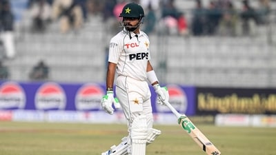 Pakistan's Babar Azam walks back to the pavilion after his dismissal during the first day of the first Test cricket match between Pakistan and West Indies at the Multan Cricket Stadium in Multan on January 17, 2025. (Photo by Aamir QURESHI / AFP) (AFP) Pakistan's Babar Azam walks back to the pavilion after his dismissal during the first day of the first Test cricket match between Pakistan and West Indies at the Multan Cricket Stadium in Multan on January 17, 2025. (Photo by Aamir QURESHI / AFP) (AFP)