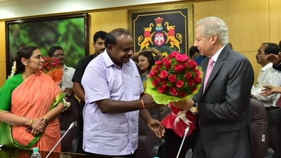 On social media, Kumaraswamy shared images of his meeting with Ambassador Juster in 2018. (X/@hd_kumaraswamy) On social media, Kumaraswamy shared images of his meeting with Ambassador Juster in 2018. (X/@hd_kumaraswamy)