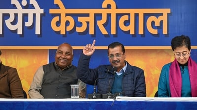 Arvind Kejriwal, the national convener of the Aam Aadmi Party (AAP), declared on Friday that if the AAP government takes back power in Delhi, male students enrolled in schools and institutions would be eligible for free bus service and a 50% metro fare discount. (Sanchit Khanna/ Hindustan Times) Arvind Kejriwal, the national convener of the Aam Aadmi Party (AAP), declared on Friday that if the AAP government takes back power in Delhi, male students enrolled in schools and institutions would be eligible for free bus service and a 50% metro fare discount. (Sanchit Khanna/ Hindustan Times)