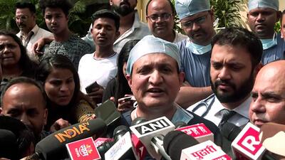 Mumbai, Jan 16 (ANI): Dr Nitin Dange speaks to the media on the health condition of Actor Saif Ali Khan after he was attacked by an intruder, at Lilavati Hospital in Mumbai on Thursday. (ANI Photo) (ANI) Mumbai, Jan 16 (ANI): Dr Nitin Dange speaks to the media on the health condition of Actor Saif Ali Khan after he was attacked by an intruder, at Lilavati Hospital in Mumbai on Thursday. (ANI Photo) (ANI)