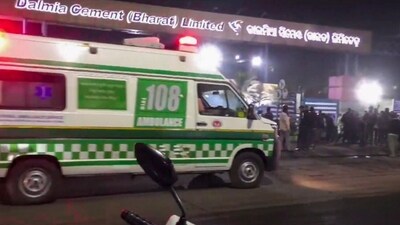 An ambulance arrives at a Dalmia Cement factory after several workers feared trapped following hopper collapse, at Rajgangpur, in Sundargarh district, Odisha, Thursday, Jan. 16, 2025. (PTI) An ambulance arrives at a Dalmia Cement factory after several workers feared trapped following hopper collapse, at Rajgangpur, in Sundargarh district, Odisha, Thursday, Jan. 16, 2025. (PTI)