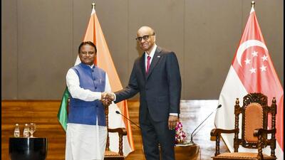 Odisha chief minister Mohan Charan Majhi with Singapore's President Tharman Shanmugaratnam in Bhubaneshwar (PTI) Odisha chief minister Mohan Charan Majhi with Singapore's President Tharman Shanmugaratnam in Bhubaneshwar (PTI)