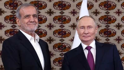 As his nation struggles with escalating economic issues and other difficulties, Iranian President Masoud Pezeshkian travelled to Russia on Friday to sign a comprehensive cooperation contract. (AP) As his nation struggles with escalating economic issues and other difficulties, Iranian President Masoud Pezeshkian travelled to Russia on Friday to sign a comprehensive cooperation contract. (AP)