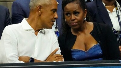 Former President Barack Obama and his wife Michelle Obama attend the 2023 US Open tennis tournament (Reuters)