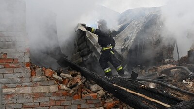 Russia deployed 50 drones overnight, but Ukrainian air defences shot down 33 of them, the air force reported Friday. (AFP/SERGEY BOBOK/representative)