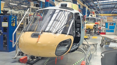 The final assembly line (FAL) in India will be the first for a civil helicopter in the private sector and will initially produce 10 H125s a year. (Rahul Singh/HT Photo) The final assembly line (FAL) in India will be the first for a civil helicopter in the private sector and will initially produce 10 H125s a year. (Rahul Singh/HT Photo)