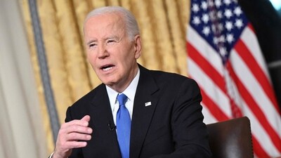 US President Joe Biden gestures as he delivers his farewell address to the nation from the Oval Office of the White House in Washington, DC, on January 15, 2025. (Photo by Mandel NGAN / POOL / AFP) (AFP) US President Joe Biden gestures as he delivers his farewell address to the nation from the Oval Office of the White House in Washington, DC, on January 15, 2025. (Photo by Mandel NGAN / POOL / AFP) (AFP)