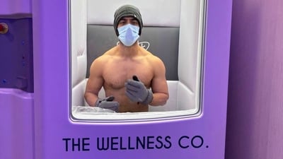 A Zomato employee inside a cryotherapy chamber at the company's captive wellness facility (X/deepigoyal) A Zomato employee inside a cryotherapy chamber at the company's captive wellness facility (X/deepigoyal)