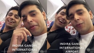 Delhi influencers drew criticism for blasting loud music on a plane, causing discomfort to passengers. (Instagram/varuun_yadav) Delhi influencers drew criticism for blasting loud music on a plane, causing discomfort to passengers. (Instagram/varuun_yadav)