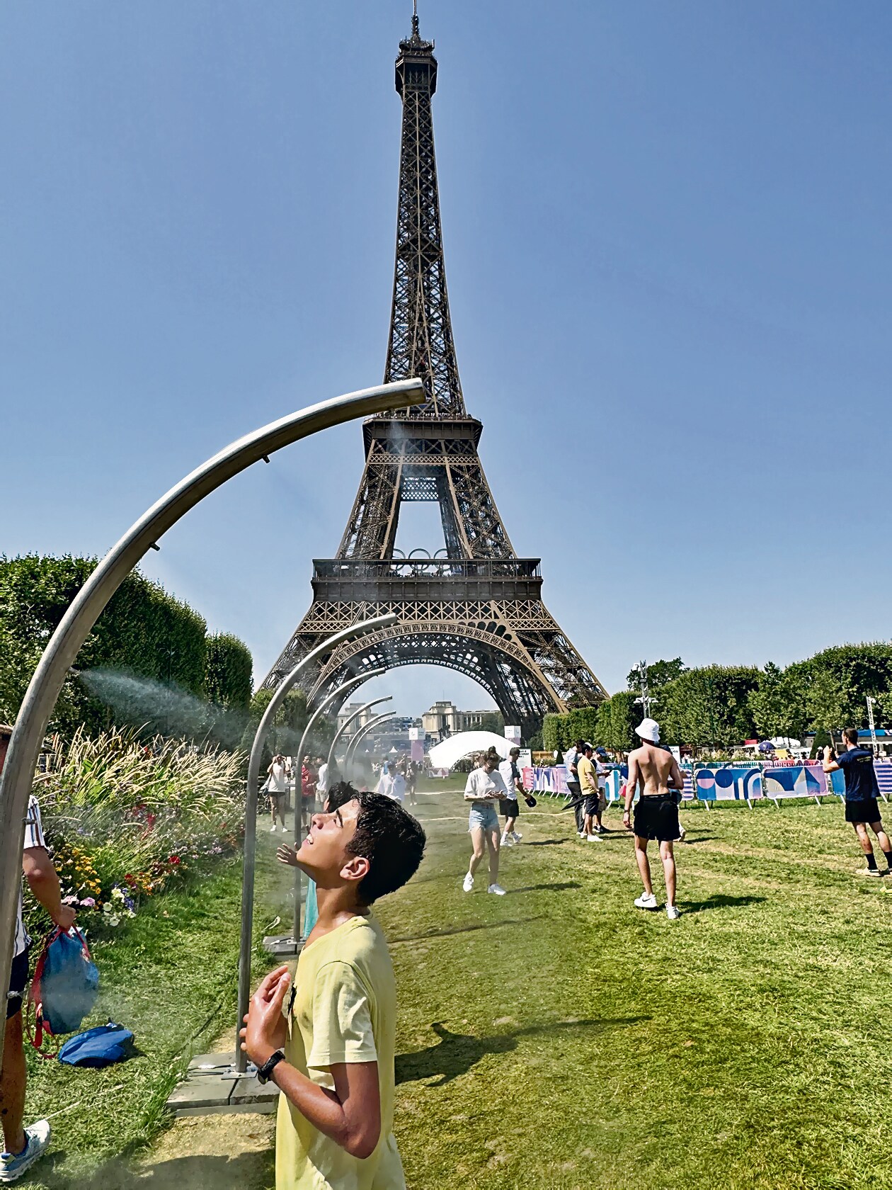 Sprinklers near the Eiffel Tower during the 2024 Games. These Games were likely the hottest ever (official confirmation is awaited). The hottest before Paris: Tokyo 2021. (Shutterstock) Sprinklers near the Eiffel Tower during the 2024 Games. These Games were likely the hottest ever (official confirmation is awaited). The hottest before Paris: Tokyo 2021. (Shutterstock)