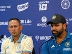 Indian cricket captain Rohit Sharma (R) and Ajit Agarkar current chairman of the BCCI selection committee, address a press conference in Mumbai on January 18, 2025. (Photo by Indranil Mukherjee / AFP) Indian cricket captain Rohit Sharma (R) and Ajit Agarkar current chairman of the BCCI selection committee, address a press conference in Mumbai on January 18, 2025. (Photo by Indranil Mukherjee / AFP)