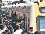 Large crowds on the platform at Andheri station.  (Raju Shinde/HT File Photo) 