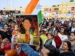 Social activists shout slogans near the Sealdah Civil and Criminal Court in Kolkata on January 18, 2025. Social activists shout slogans near the Sealdah Civil and Criminal Court in Kolkata on January 18, 2025.