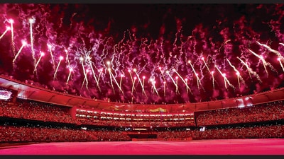 At the Narendra Modi Stadium in Ahmedabad. (Getty Images) At the Narendra Modi Stadium in Ahmedabad. (Getty Images)