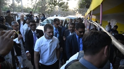 Leader of the Opposition Rahul Gandhi meets aspirants during a dharna to protest against alleged paper leak and irregularities in the BPSC 70th Integrated Combined Competitive Examination (CCE) 2024 at Gardanibag, in Patna. (Santosh Kumar) Leader of the Opposition Rahul Gandhi meets aspirants during a dharna to protest against alleged paper leak and irregularities in the BPSC 70th Integrated Combined Competitive Examination (CCE) 2024 at Gardanibag, in Patna. (Santosh Kumar)