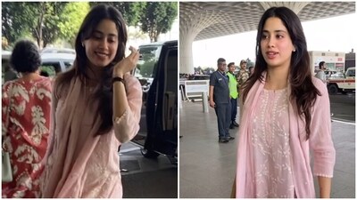 Janhvi Kapoor poses for the paparazzi at the Mumbai airport. Janhvi Kapoor poses for the paparazzi at the Mumbai airport.